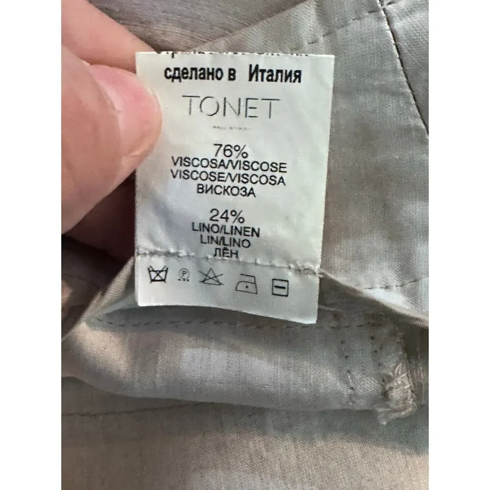 Tonet Men's White Mid Rise Side Stripe Straight Leg Pants Size 44